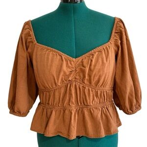 Target Linen Blend Sweetheart Neckline Cropped Blouse